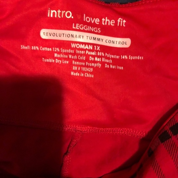 Intro love the fit red plaid leggings 1x - Picture 3 of 3